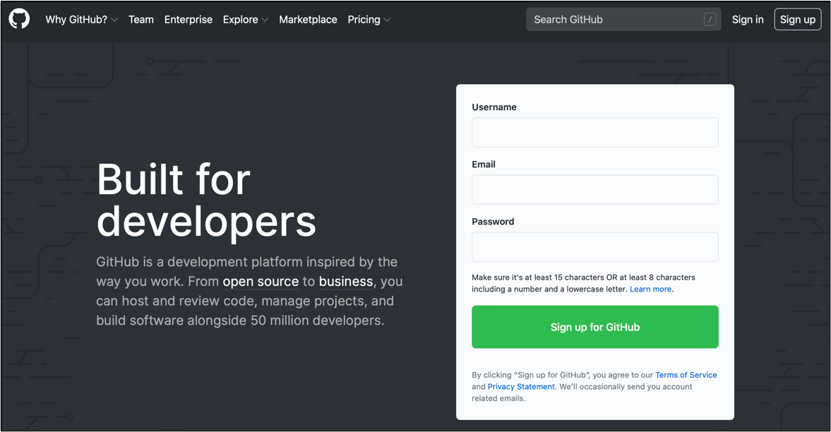 Sign up for Github